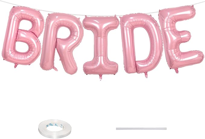 Biapian 40 Inch BRIDE Letter Balloons, Pink BRIDE Foil Balloons, 5 Pcs Giant BAby Pink Foil Large Letters Balloon Helium for Wedding Bridal Shower Anniversary Bachelorette Engagement Party Decoration