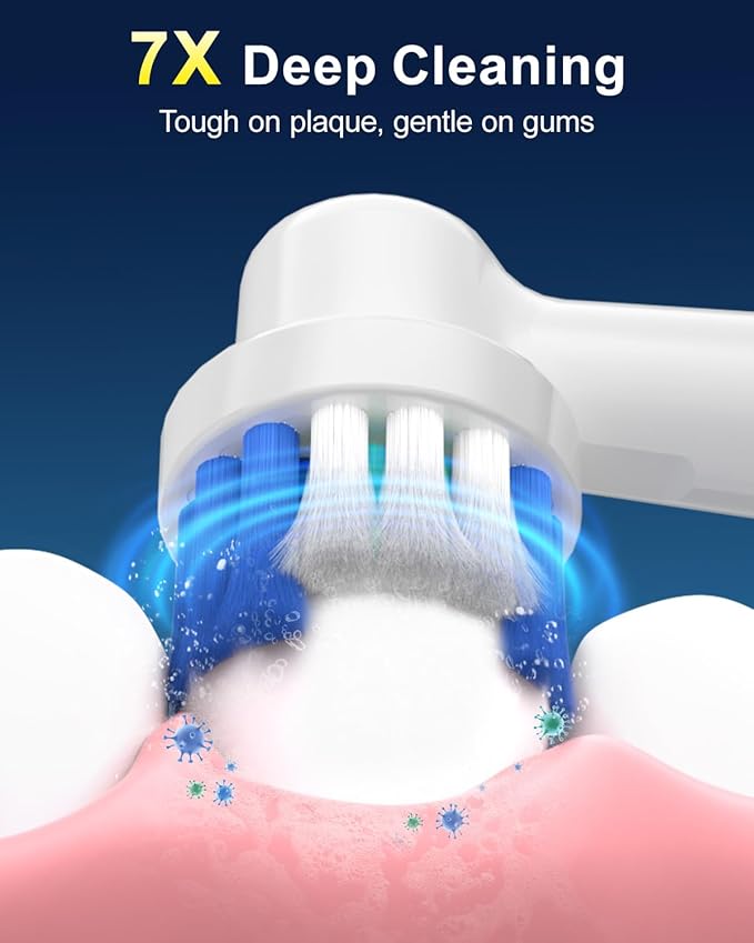 Rtauys R6 Rotating Electric Toothbrush for Adults, Fast Charge, Come with 8 Brush Heads (2 Types) and Travel Case, 5 Modes, 50000VPM Powered Toothbrush, 2 Minute Timer