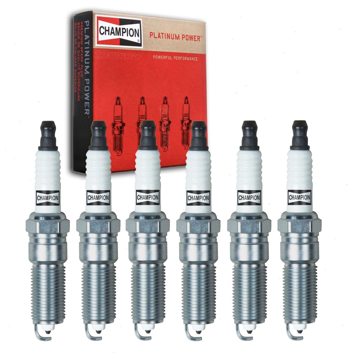 6 pc Champion Platinum Spark Plugs compatible with Chevrolet Traverse 3.6L V6 2009-2019