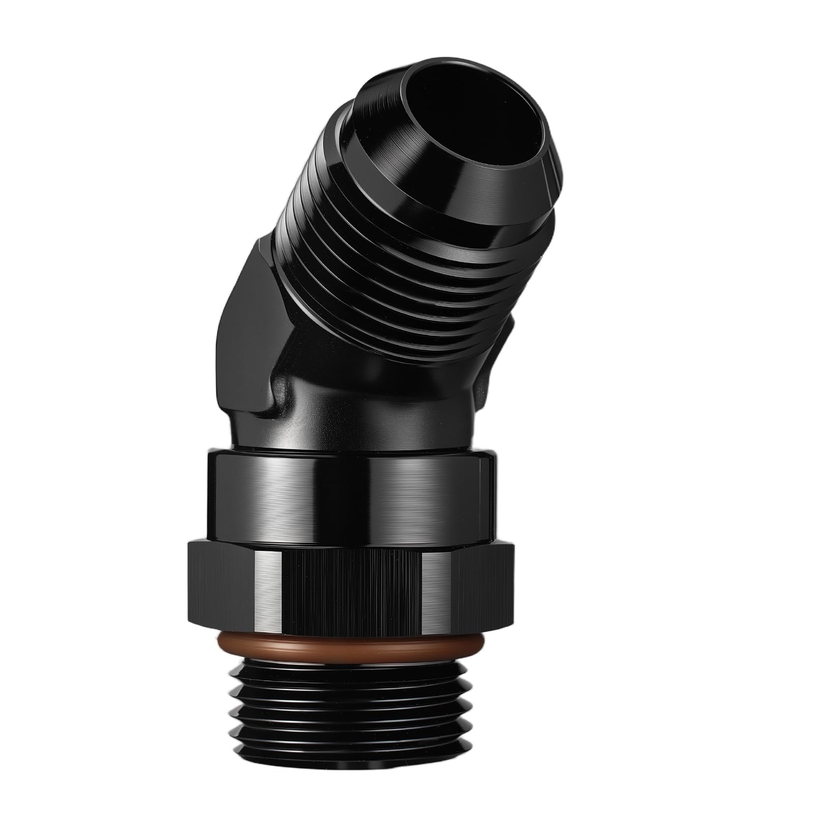 Evil Energy 10An Flare To 10An Orb Male Swivel Adapter Fitting 45 Degree Black 1Pc