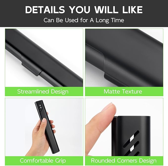 Travel Toothbrush Case, Portable Toothbrush Holder, Durable Aluminum Toothbrush Storage Box, Small Breathable Manual Toothbrush Container for Traveling, School, Camping, Business Trip - Black