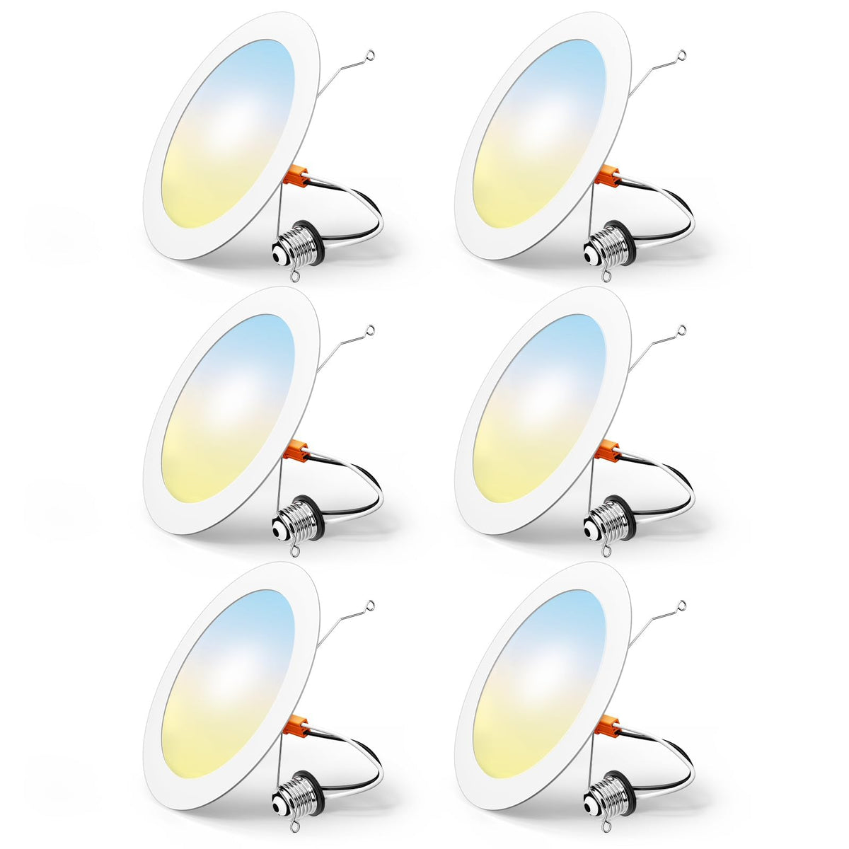 FREELICHT 6 Pack Retrofit LED Recessed Lighting 6 Inch, Selectable 2700K/3000K/4000K/5000K/6000K, Dimmable Flat LED Can Lights, 10W=110W, 1000LM, IC & Damp Rated, ETL & FCC, White