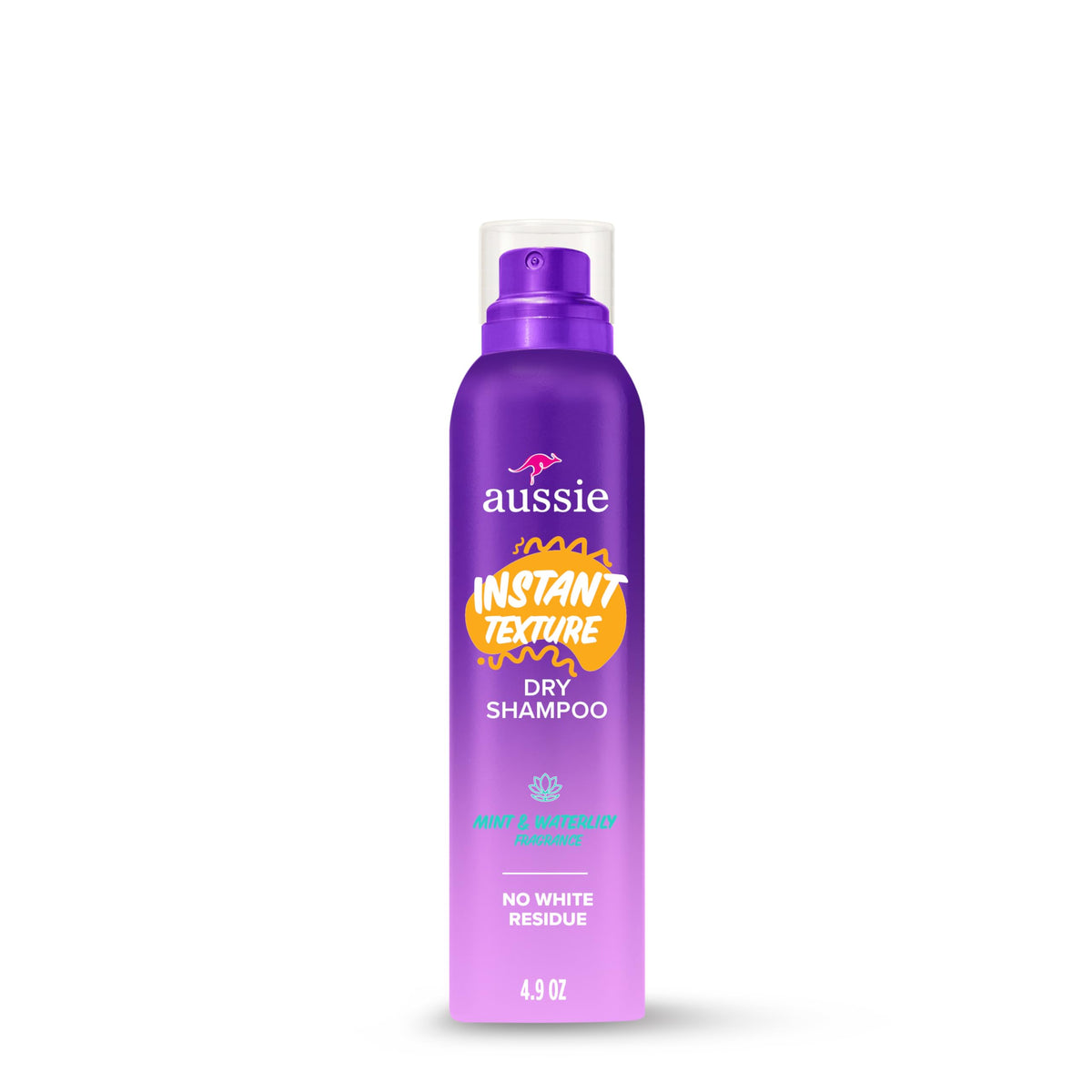 Aussie Instant Texture Dry Shampoo, Clean Texture, Talc-Free, Butane-Free, for Straight, Wavy and Curly Hair, 4.9oz
