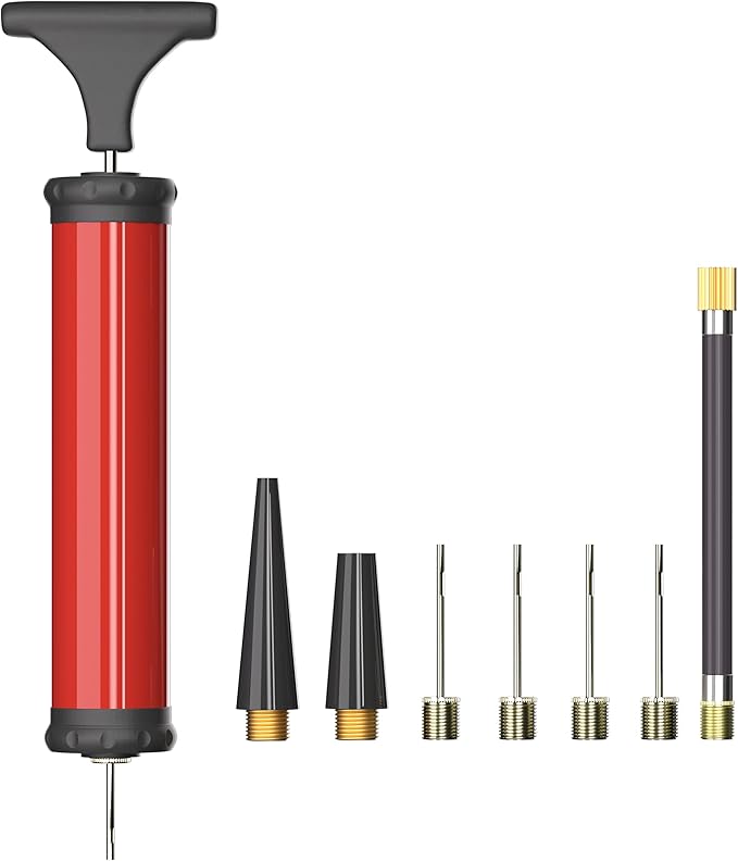 HDNNC Portable Ball Pump, Air Pump with 4 Needles 2 Nozzle 1 Extension Hose Great for Basketball Football Volleyball Soccer