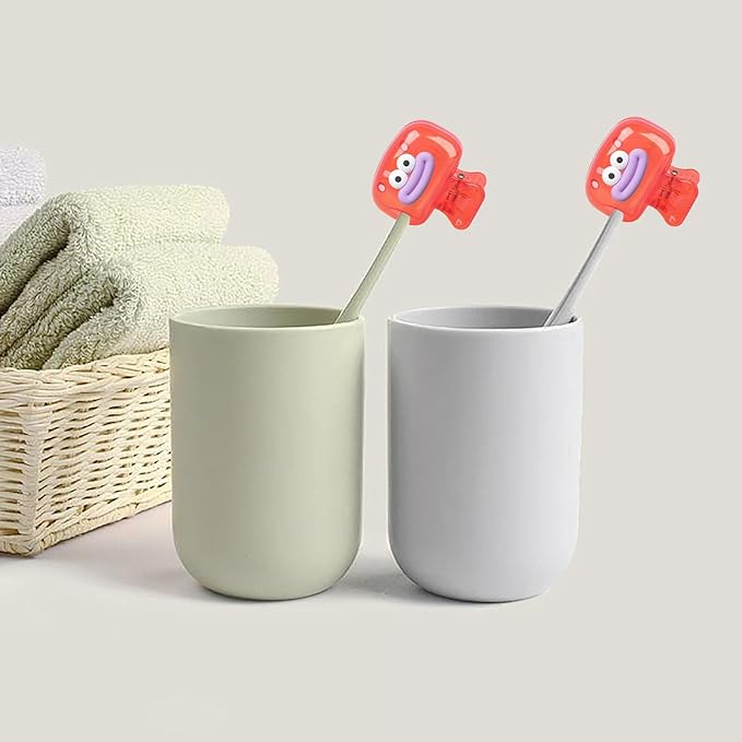 Upgrade Travel Toothbrush Head Covers Toothbrush Protector Cap Brush Pod Case Protective Portable Plastic Clip for Household Travel, Bathroom, School, Camping, Business (M, 2 Pack)
