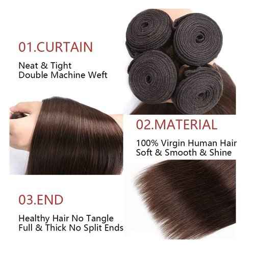 Condescension Human Hair Bundles 20 22 24 Inch Color 4 Straight Wave Human Hair Bundles Unprocessed Brazilian Virgin Hair for Black Women