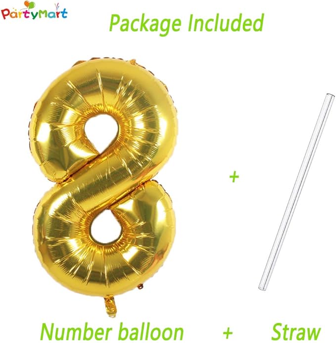 Gold Foil Balloons Number 8, 42 inch