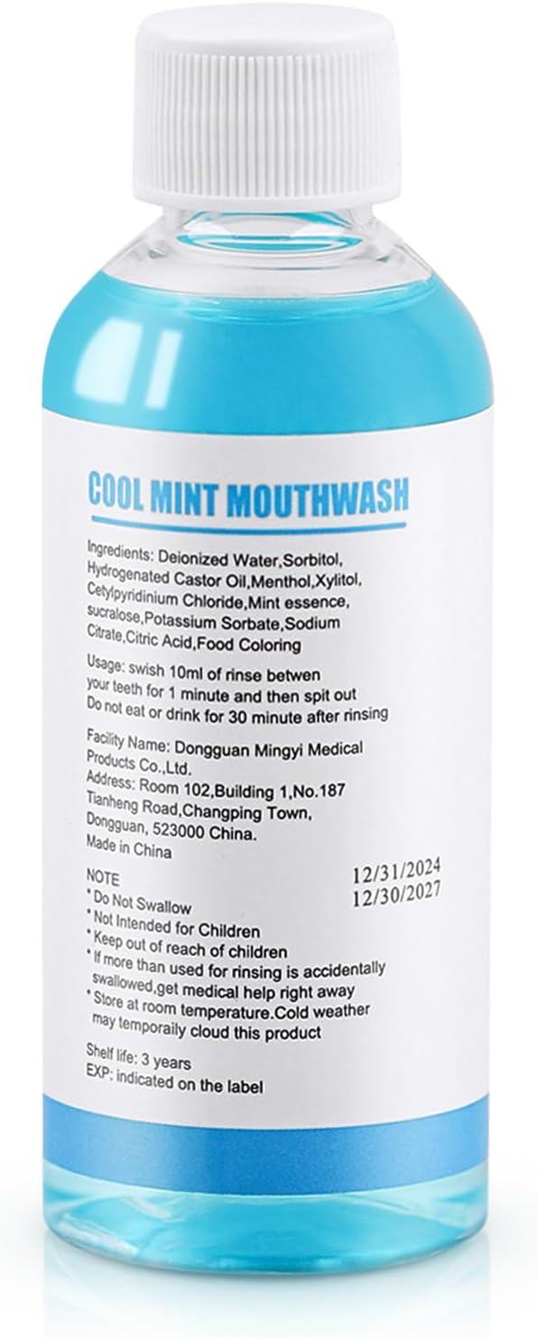 25 pcs Travel Size Mouthwash Bulk Mini Mouthwash, 80ml/2.7fl oz, Fresh Mint Portable Mouthwash Individual Mouthwash Bottles for Travel Toiletry Kits