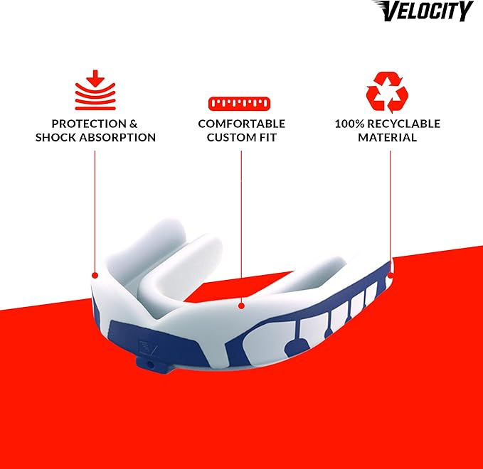 Velocity Champion Youth Mouthguard, 1 Pack, Maroon & Yellow - for Ages 11 to 18 - Ideal for Lacrosse, Football, Hockey, Basketball, Soccer, Boxing, Martial Arts, Field Hockey, and More