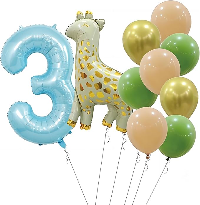 40 Inch Light Blue Number 3 Balloons - Helium Mylar Foil Number Balloons for Birthdays, Boy Baby Shower & Wedding Decorations
