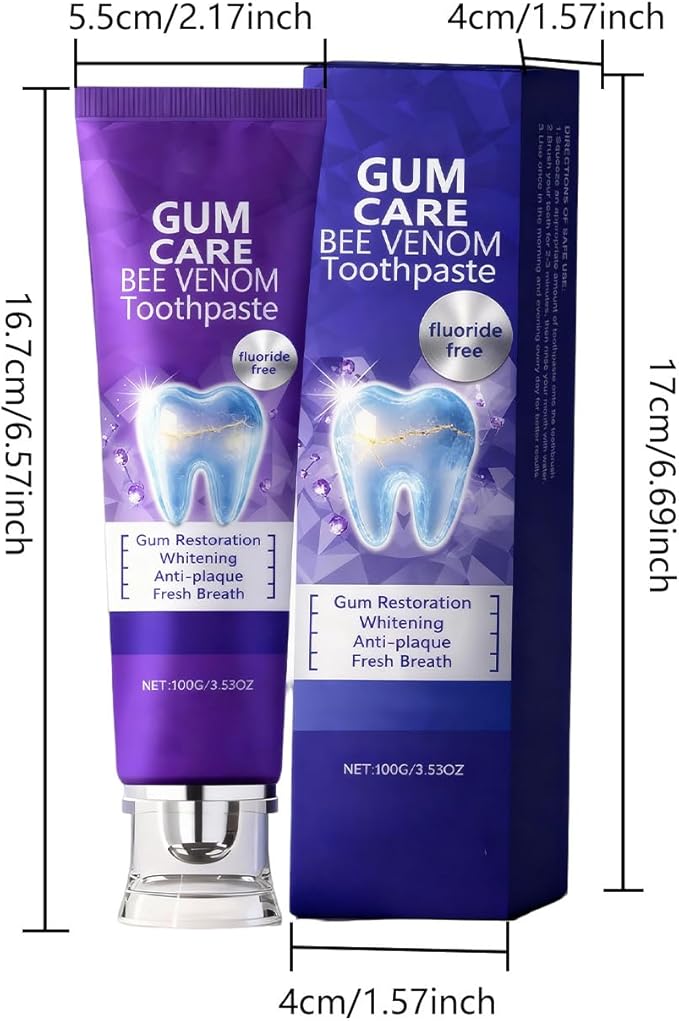 Bee Venom Toothpaste for Gum Care & Enamel Strength - Breath Freshening Formula, Fights Plaque, Daily Cleaning for Oral Hygiene, Mint Flavor