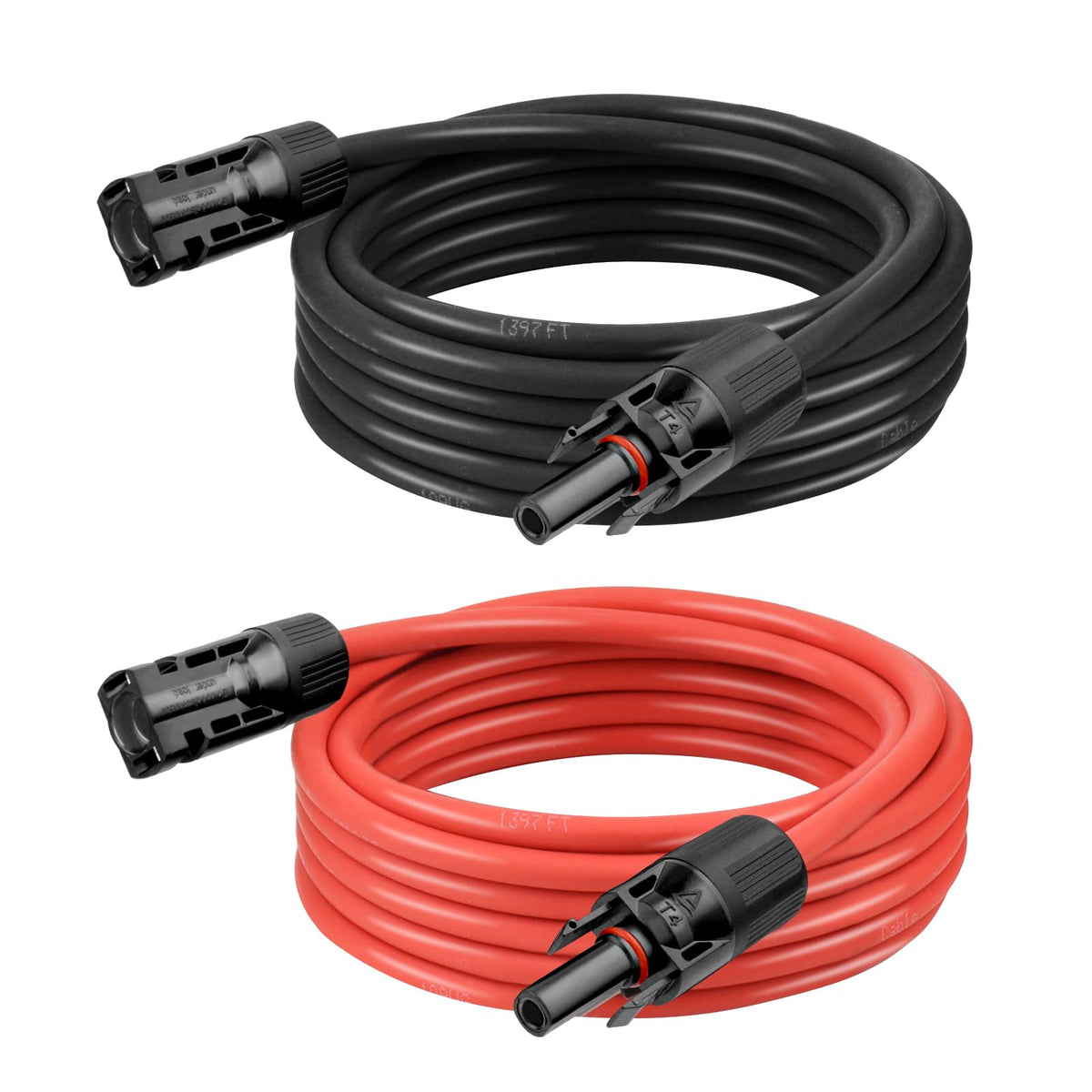 Kimbluth 10 AWG Solar Extension Cable 10FT Black + 10FT Red, 10 Gauge Solar Panel Wire Male to Female Tinned Copper Wire for Sol