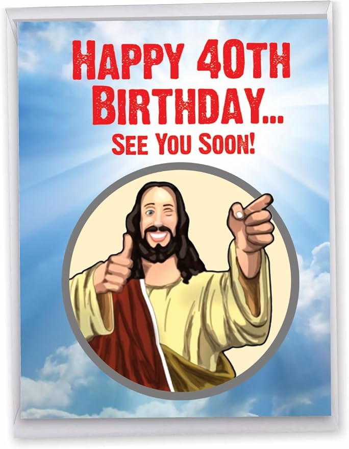 NobleWorks - 40th Funny Birthday Greeting Card (8.5 x 11 Inch) - 40 Years Old, Big Milestone Birthday Humor Card from Group - See You Soon 40 J9064MBG