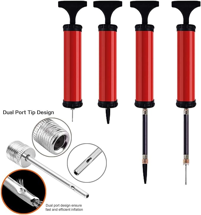 HDNNC Portable Ball Pump, Air Pump with 4 Needles 2 Nozzle 1 Extension Hose Great for Basketball Football Volleyball Soccer