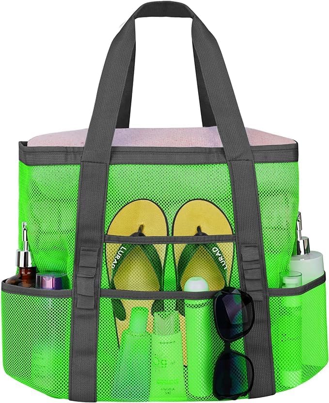 Mesh Beach Bags for Family - Women Beach Tote Bag for Toys, Towels, Travel Vacation Cruise Essentials