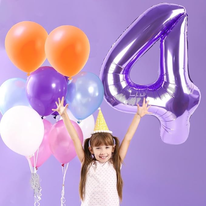 Purple Number Balloons, 40 Inch Purple Balloon 5.5 Helium Balloon 5th Birthday for 5 Years Birthday Decoration Children Girls Boys