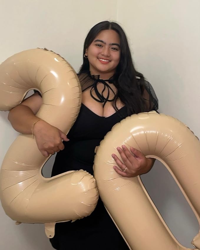 Light Brown Number 2 Balloon 40 Inch, 2 Balloon Number, 2nd Birthday Decorations for Baby Girls Boys Toddlers