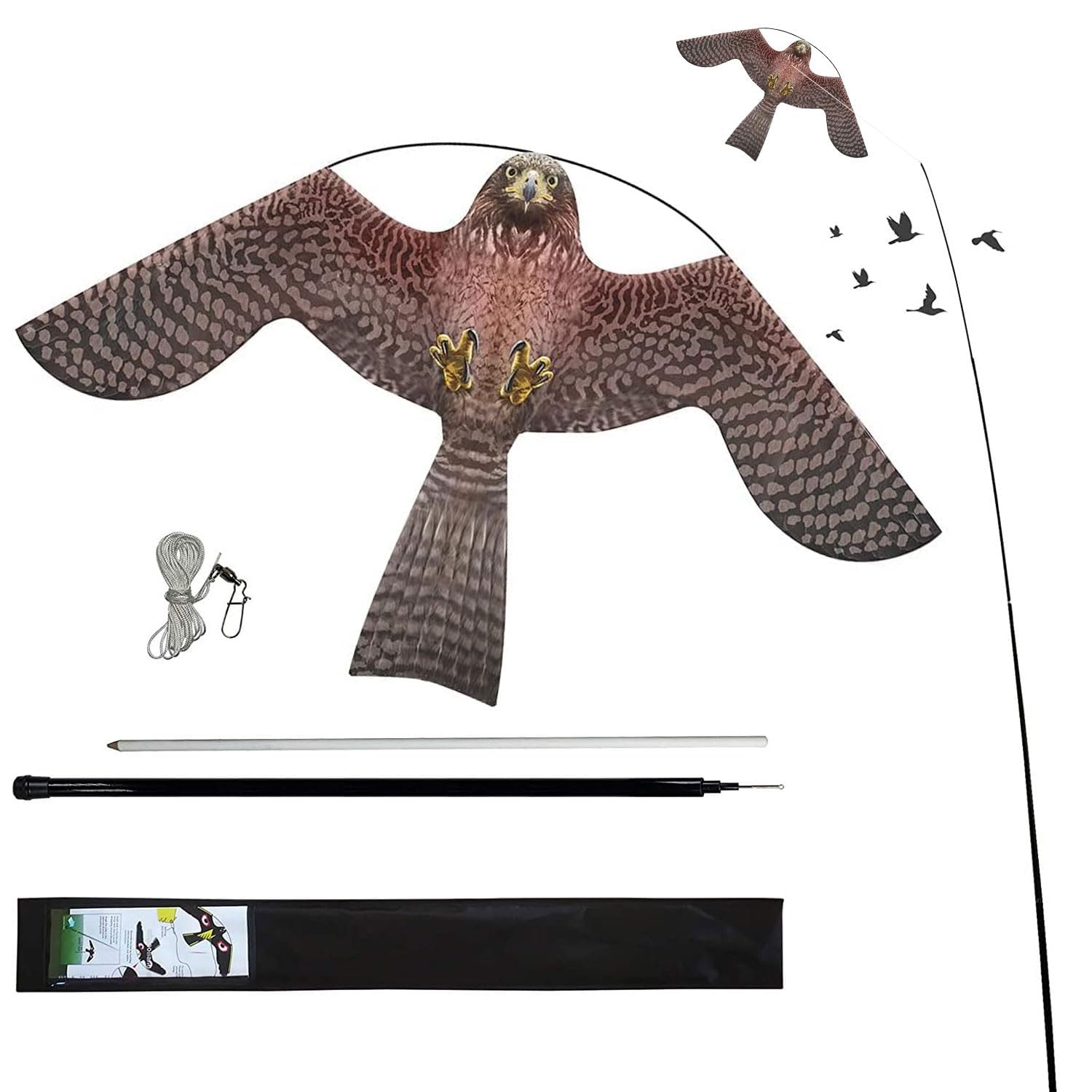 flyonte Bird Scare Flying Kite with 4m Pole Has The Effect of Scaring Birds