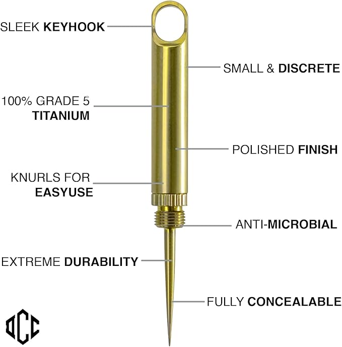 DAILYCARRYCO. TiPick Titanium Toothpick Holder - Portable Metal Travel Toothpick - Reusable EDC Micro Toothpick - Compact & Convenient - Carry On-the-Go - Titanium Construction, Citron