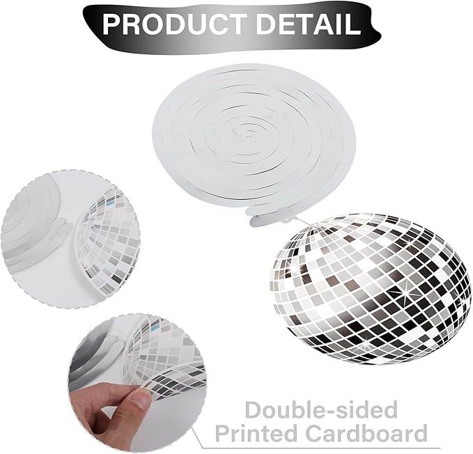 60Pieces Disco Party Decorations 70s Disco Ball Hanging Swirls Disco Party Banner Streamers Hanging Decorations for Retro Disco Garland Party 1970s Birthday Party Hippie Cutouts Favors Supplies