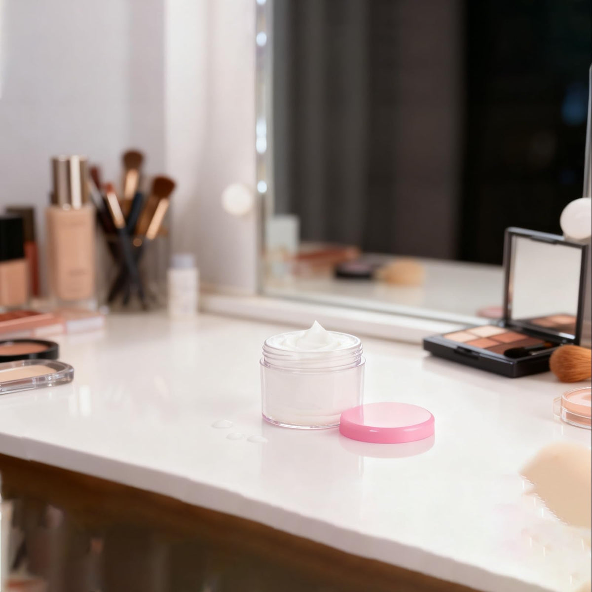 HOIGON 96 PCS 20g 20ml Clear Plastic Sample Containers, Leak-Proof Round Plastic Cosmetic Containers with Pink Screw Lids, Clear Pot Jars for Creams, Lotions, Makeup, Colored Acrylics
