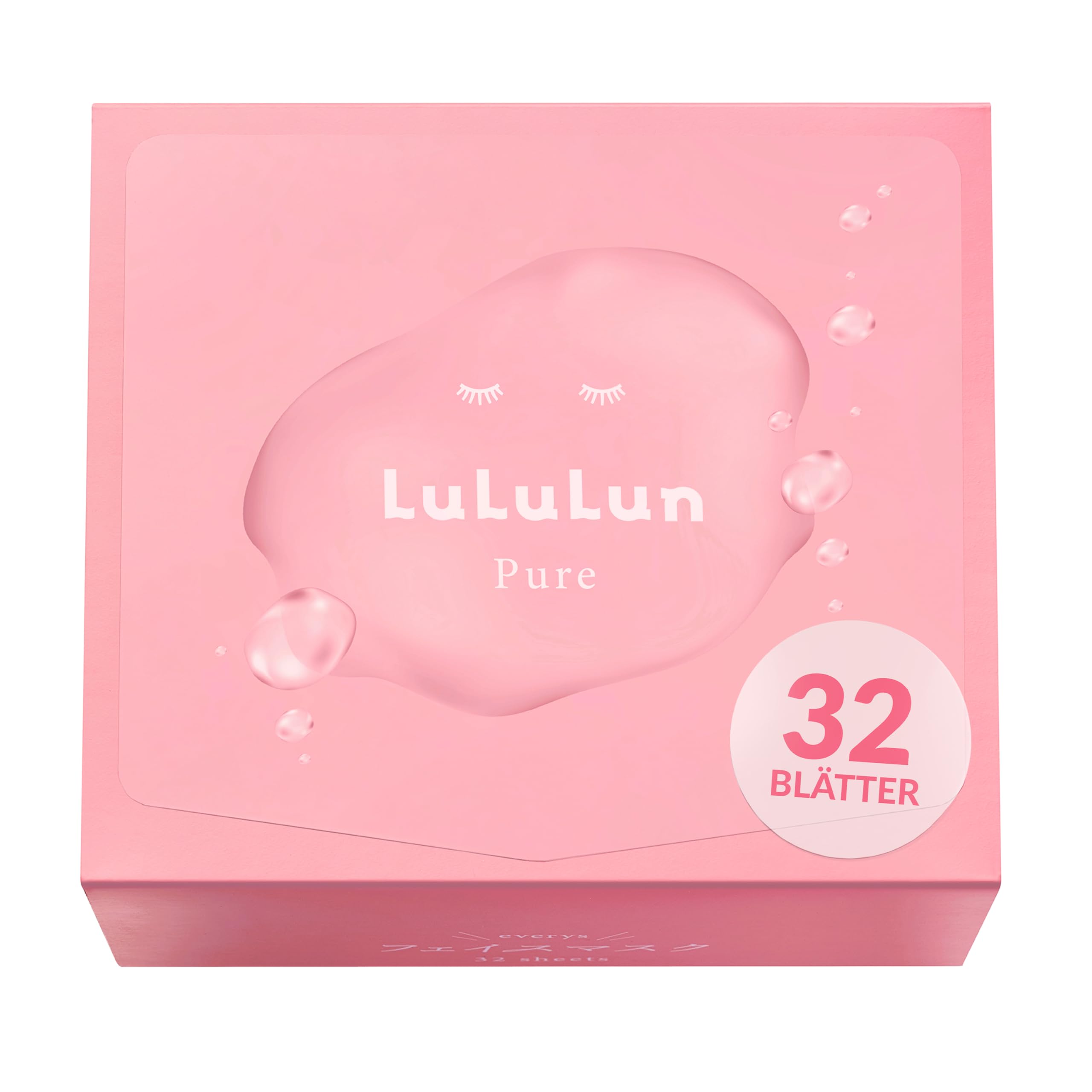 Lululun 32 EA Daily Face Masks Skincare For Dry Skin, Hydrating Face Mask for Women & Men with Cranberry & Seaweed Extracts, Moisurizing Face Mask Sheet, Japanese Face Masks Skin Care, PURE