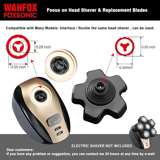 FOXSONIC 6 Blades Universal Magnetic Shaver Blades for Head Shaver and Other Brands Head Shaver