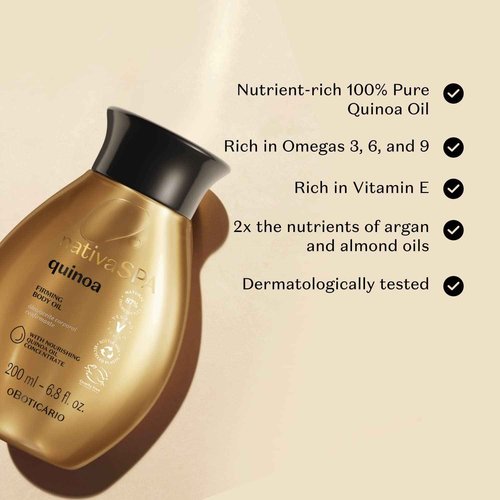 Nativa SPA Quinoa Trio Bundle: Hydrating Body Lotion (13.5 Oz), Body Oil (6.8 Oz) & Hand Cream (2.6 Oz)