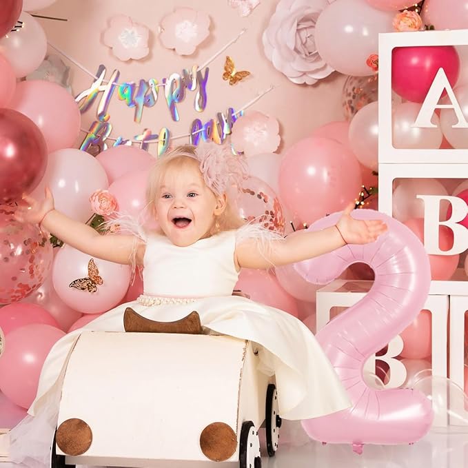 TONIFUL 40 Inch Pastel Pink Number 2 Balloon Balloon Big Pink Digital 2 Balloon for Girl's Birthday Party Wedding Bridal Shower Engagement Anniversary Photo Shoot Supplies