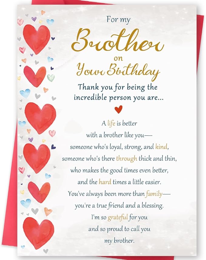 Brother Birthday Card, Happy Birthday Cards for Brother from Sister, Best Birthday Gifts Idea for Bro
