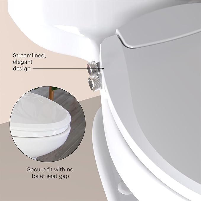 Brondell Bidet Toilet Seat, Non-Electric Swash Ecoseat, Fits Elongated Toilets, White - Dual Temperature, Dual Nozzle System - Bidet with Easy Installation