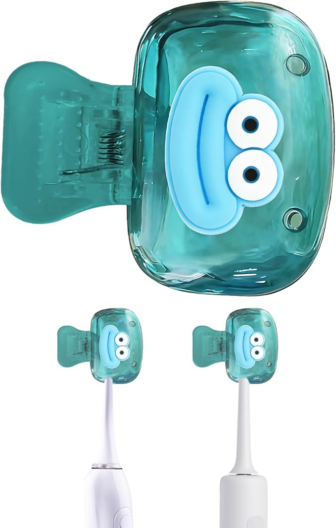 Upgrade Travel Toothbrush Head Covers Toothbrush Protector Cap Brush Pod Case Protective Portable Plastic Clip for Household Travel, Bathroom, School, Camping, Business (K, 2 Pack)