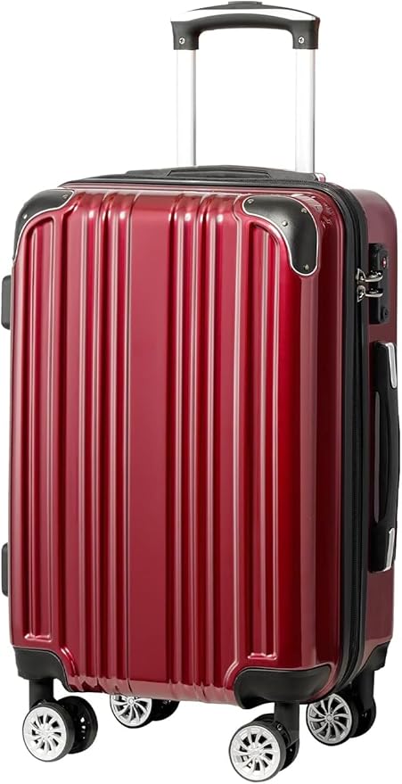 Coolife Luggage, Suitcase with Durable and Lightweight, Large Checked Luggage with PC+ABS Hardshell Expandable, Dual Spinner Wheels, TSA Lock, and YKK Zipper (wine wind new, L(28in))
