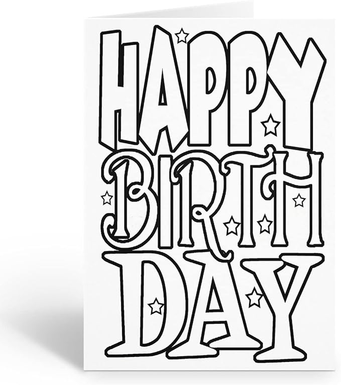 Stonehouse Collection Happy Birthday Kid Set of Coloring Greeting Cards - 12 Color-in Card and Envelopes (Assorted)