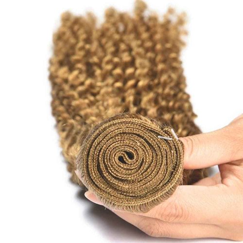 Fabimiya 16 18 20 Inch Human Hair Bundles Honey Blonde 27# Jerry Curly Bundles Human Hair 100% Unprocessed Soft Sewn In Hair with Double Weft for Black Women