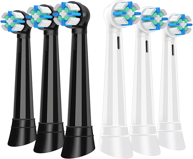 iO Replacement Heads Compatible with Oral B iO 2/3/4/5/6/7/8/9/10/Deep Clean Series Electric Toothbrush, IO Toothbrush Heads, Brush Heads with Medium-Hard bristles Care Your Teeth (6 Black/White)