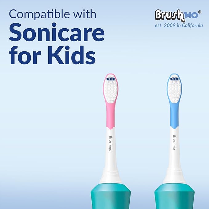 Brushmo Kids Replacement Toothbrush Heads, Compatible with Philips Sonicare for Kids HX6032 & HX6042, Ultra-Soft Dupont Bristles, 8-Pack for Ages 6+, Multi-Color (BM648)