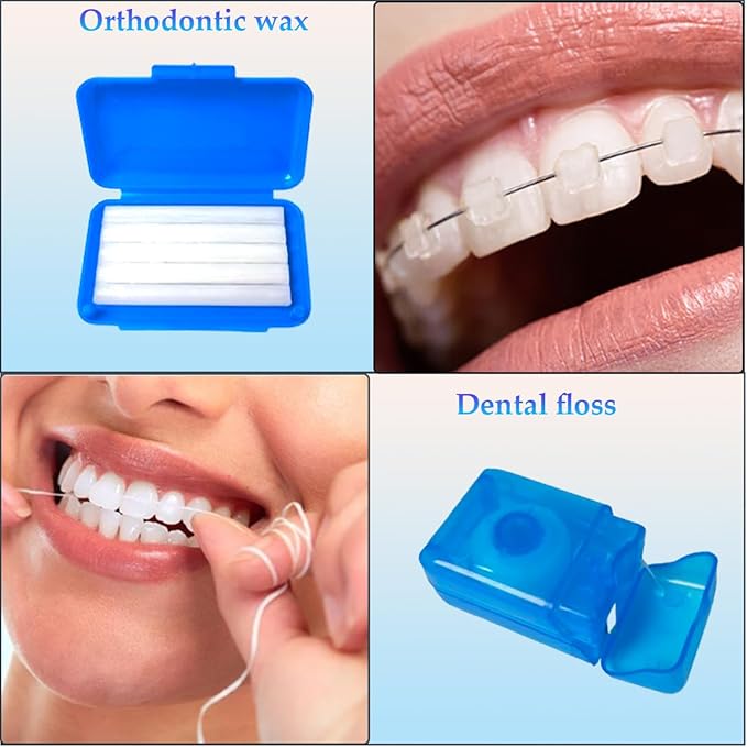 8Pcs Braces Cleaning Kit Portable Orthodontic Oral Care Kit for Teeth Interdental Brush Brace Wax Dental Floss Oral Mirror