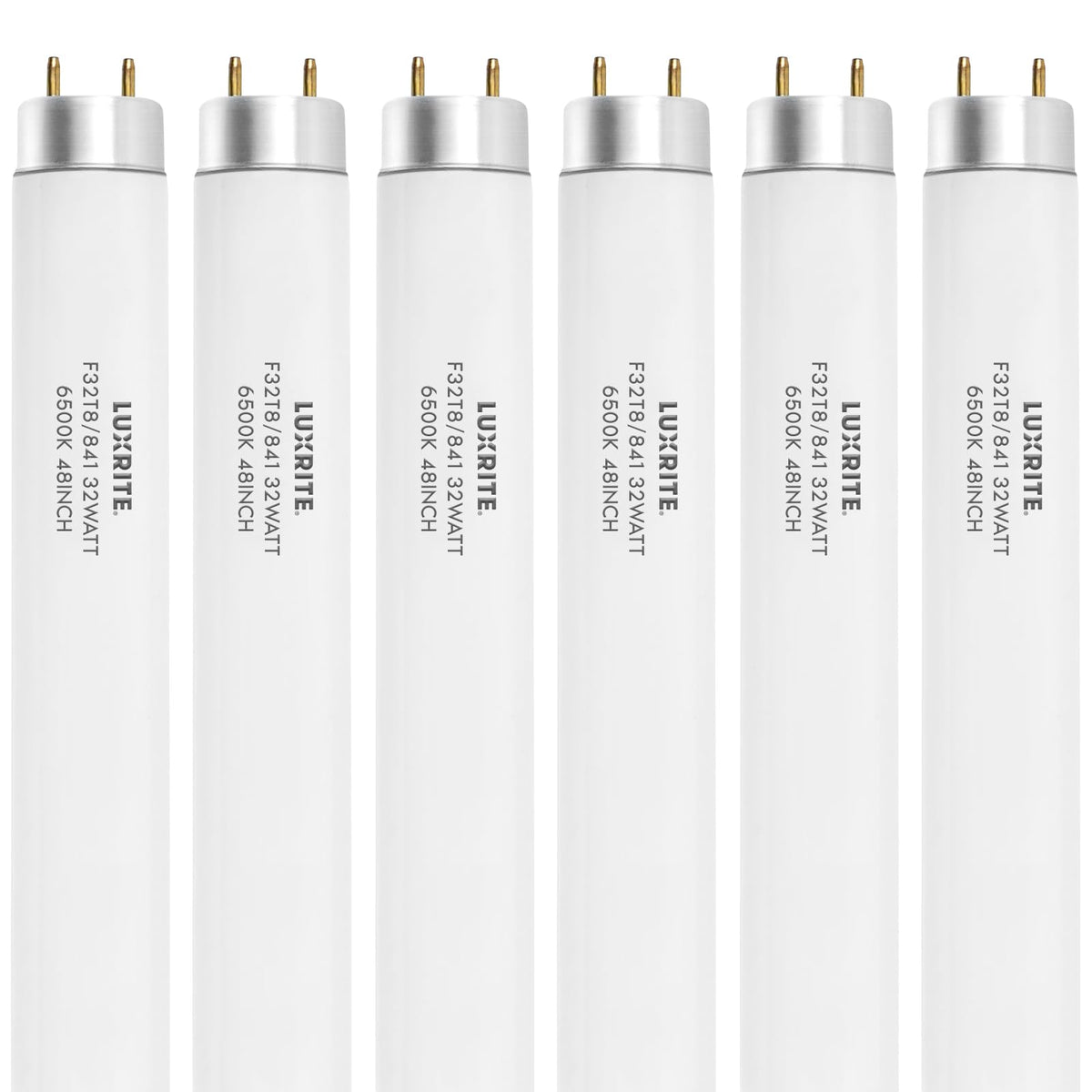 LUXRITE F32T8/865 32W 48 Inch T8 Fluorescent Tube Light Bulb, 6500K Daylight, 2800 Lumens, G13 Medium Bi-Pin Base, LR20735, 6-Pack