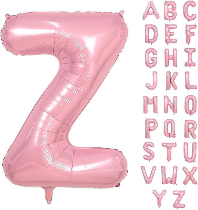 Biapian 40 Inch Pink Letter Balloons, Giant Light Pink Letter Z Balloon, Single Alphabet Balloon, Pastel Pink Foil Mylar Name Balloons for Girls Women Birthday Baby Shower Anniversary Party Decoration