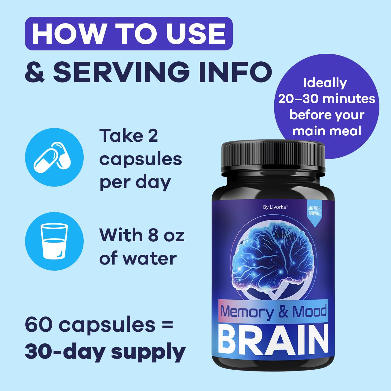 (3 Pack) Memory Mood and Brain Capsules - Official Daily Support Brain Health Supplement Pills Advanced Formula, Memory & Mood Brain & Memory Focus Reviews, 180 Capsules for 3 Months