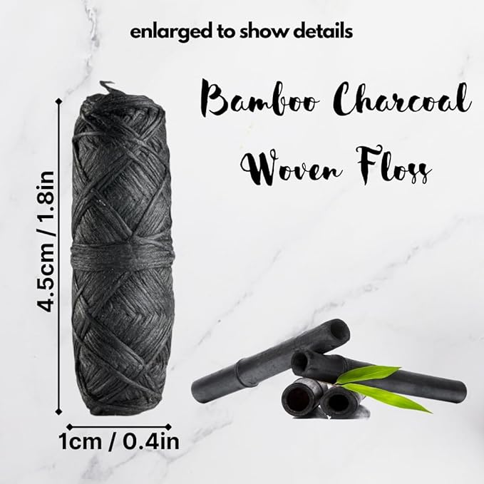 BOONBOO Dental Floss Refill, Charcoal Woven Thread, 8 Pieces, Mint