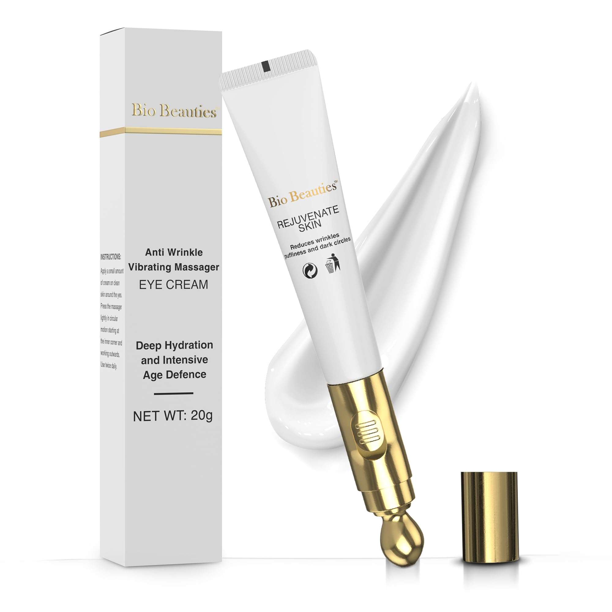Retinol Under Eye Cream with Electric Massager - Hydrating Retinol Eye Cream to Reduce Dark Circles, Wrinkles, & Puffiness for Men & Women- Anti-Aging Cream for Fast Absorption & Smooth, Youthful Skin
