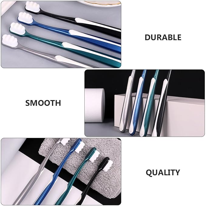 4pcs Large Head Soft Bristle Toothbrushes for Adults Japanese Style Ergonomic Grip Wide Brush Head for Plaque Removal and Gum Care Random Colors Random Color