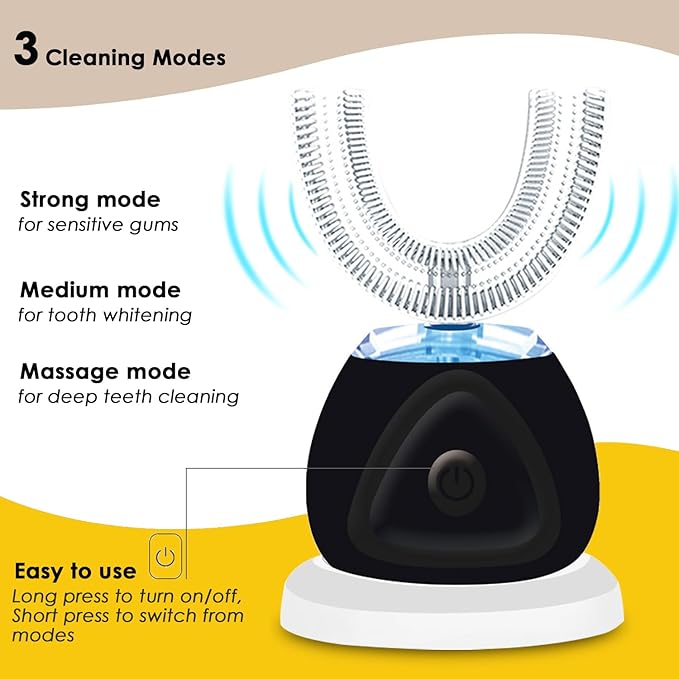 360 Ultrasonic Toothbrush, Automatic Toothbrushes Auto Sonic Tooth Brush, Teeth whitening Brush with Timer & Wireless Charging 360° Ultrasonic Electric Toothbrush for Adult