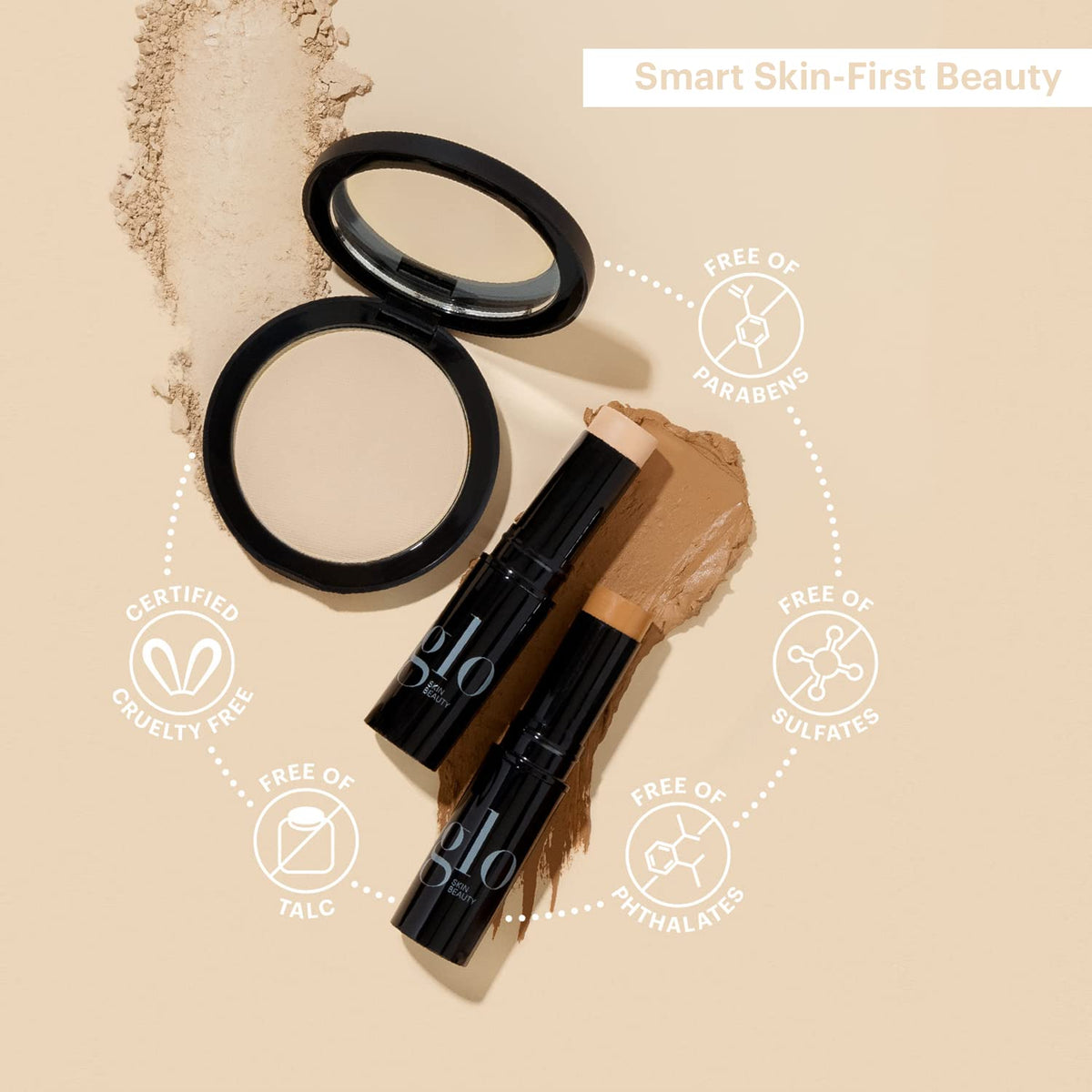 Glo Skin Beauty Pressed Base Powder Foundation, Golden Medium – Buildable Sheer to Full Coverage, Long Wear Face Powder Compact, Pressed Powder Makeup for Smooth, Semi-Matte Finish