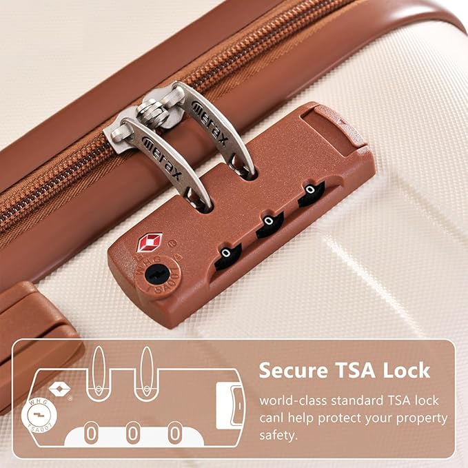 24 Inch Checked Suitcase with TSA Lock Travel Duffel Bag Wet-Dry Toiletry Bag, Ivory