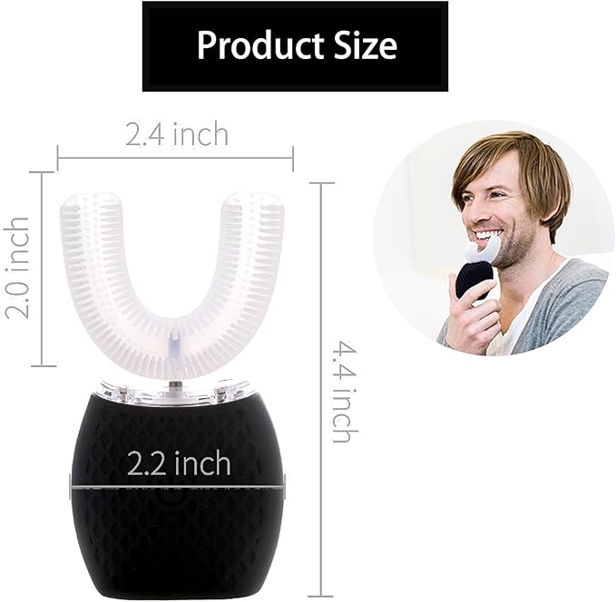 Automatic Toothbrush for Adults - Ultrasonic Electric Toothbrush with Soft Bristles Rechargeable Portable Waterproof Design 30s Timer, Wireless Charging Dual-Use for Travel & Home (Black)