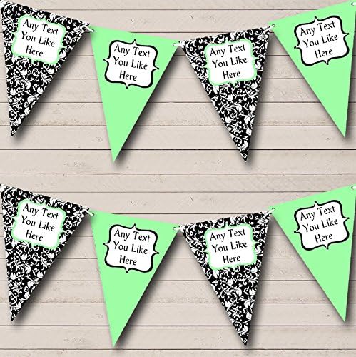 Mint Green Shabby Chic Damask Personalized Birthday Party Bunting - Hanging Party Decoration - Birthday Party Banner Garland | Decorative Party Supplies