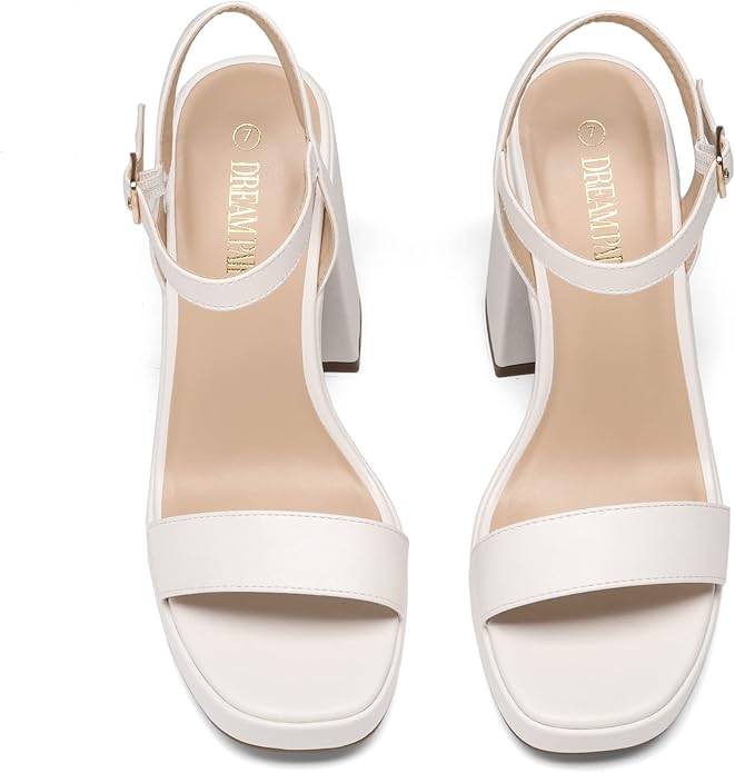 DREAM PAIRS Heels for Women Block Chunky Platform High Heels Open Toe Fashion Wedding Party Evening Prom Dance Ankle Strap Dress Pump Sandals Shoes